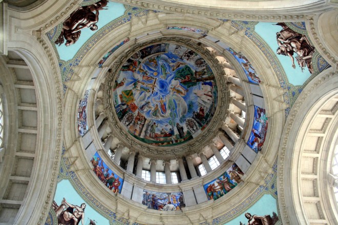 Inside the building on top was an art museum, and this is the ceiling in the lobby/entrance.